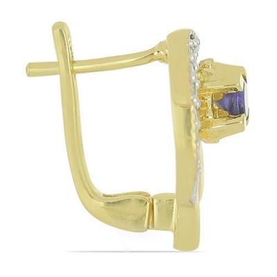 BUY 925 SILVER NATURAL IOLITE GEMSTONE CLASSIC EARRINGS – GOLD PLATED | JEWELPIN